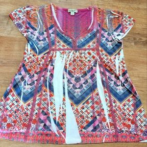 One world small short sleeve blouse